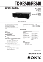 Sony TC-RE340 - Service Manual